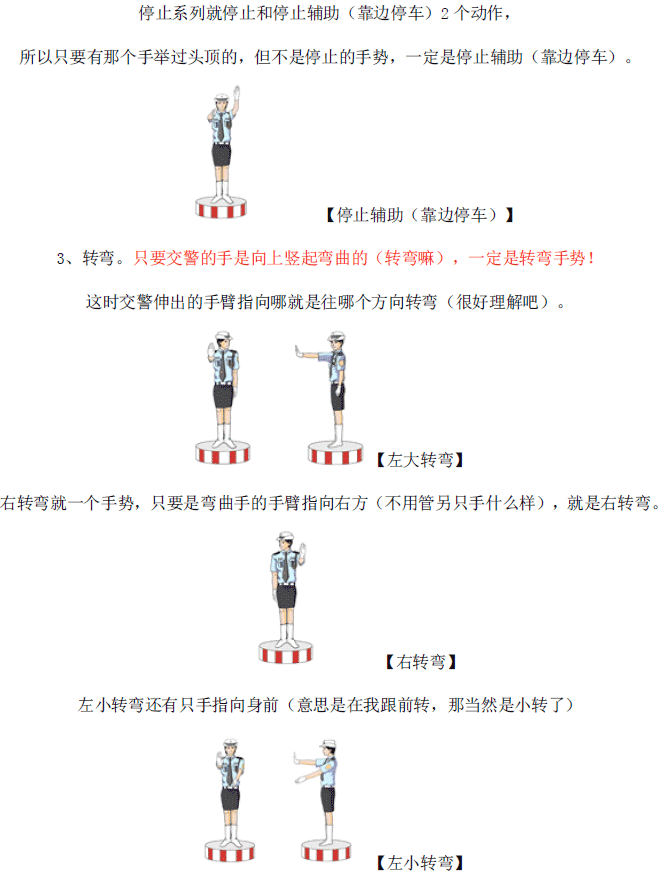 交警手势图解-交警手势转弯图解